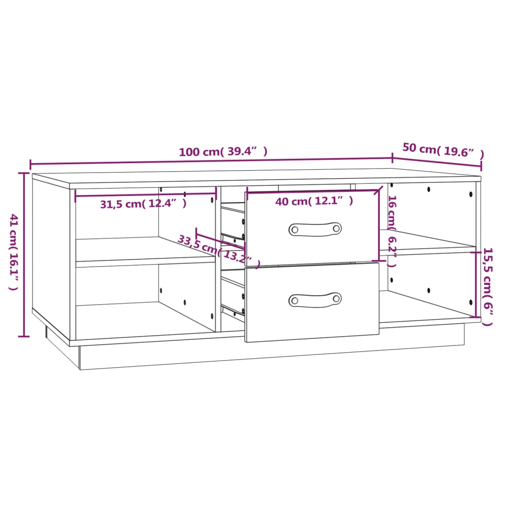 Salontafel 100x50x41 cm massief grenenhout honingbruin is nu te koop bij PeponiXL, paradijselijk wonen!