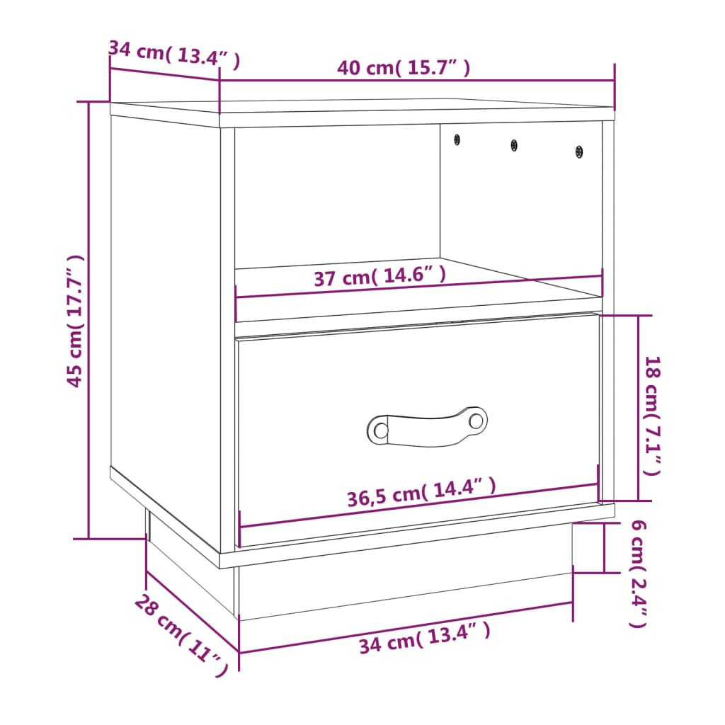 Nachtkastjes 2 st 40x34x45 cm massief grenenhout honingbruin is nu te koop bij PeponiXL, paradijselijk wonen!