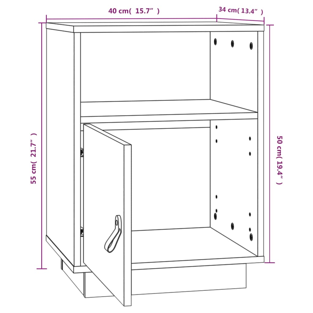 Nachtkastjes 2 st 40x34x55 cm massief grenenhout grijs is nu te koop bij PeponiXL, paradijselijk wonen!