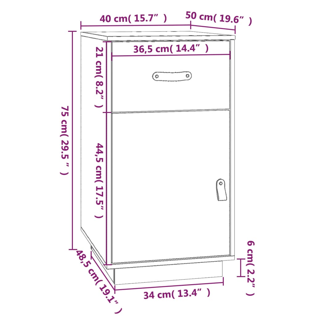 Bureaukastje 40x50x75 cm massief grenenhout honingbruin is nu te koop bij PeponiXL, paradijselijk wonen!