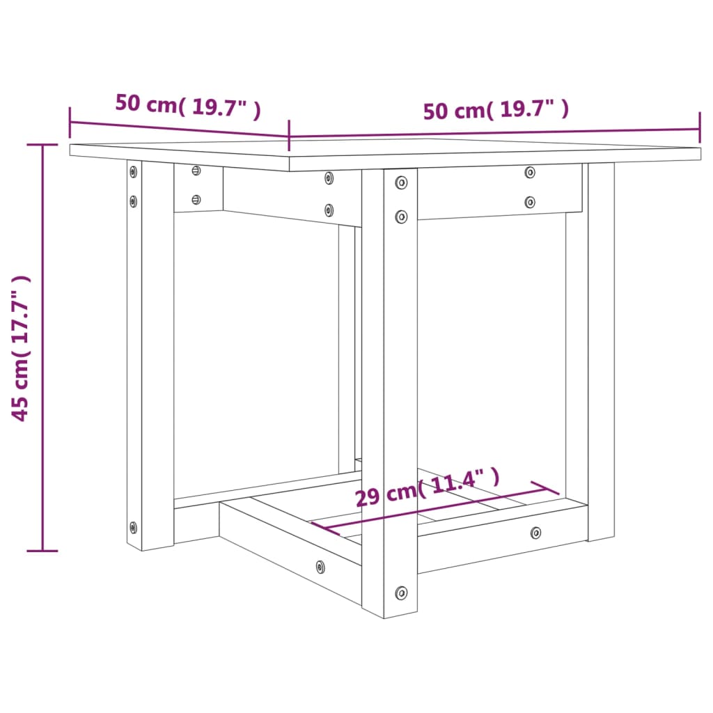 Salontafel 50x50x45 cm massief grenenhout zwart is nu te koop bij PeponiXL, paradijselijk wonen!