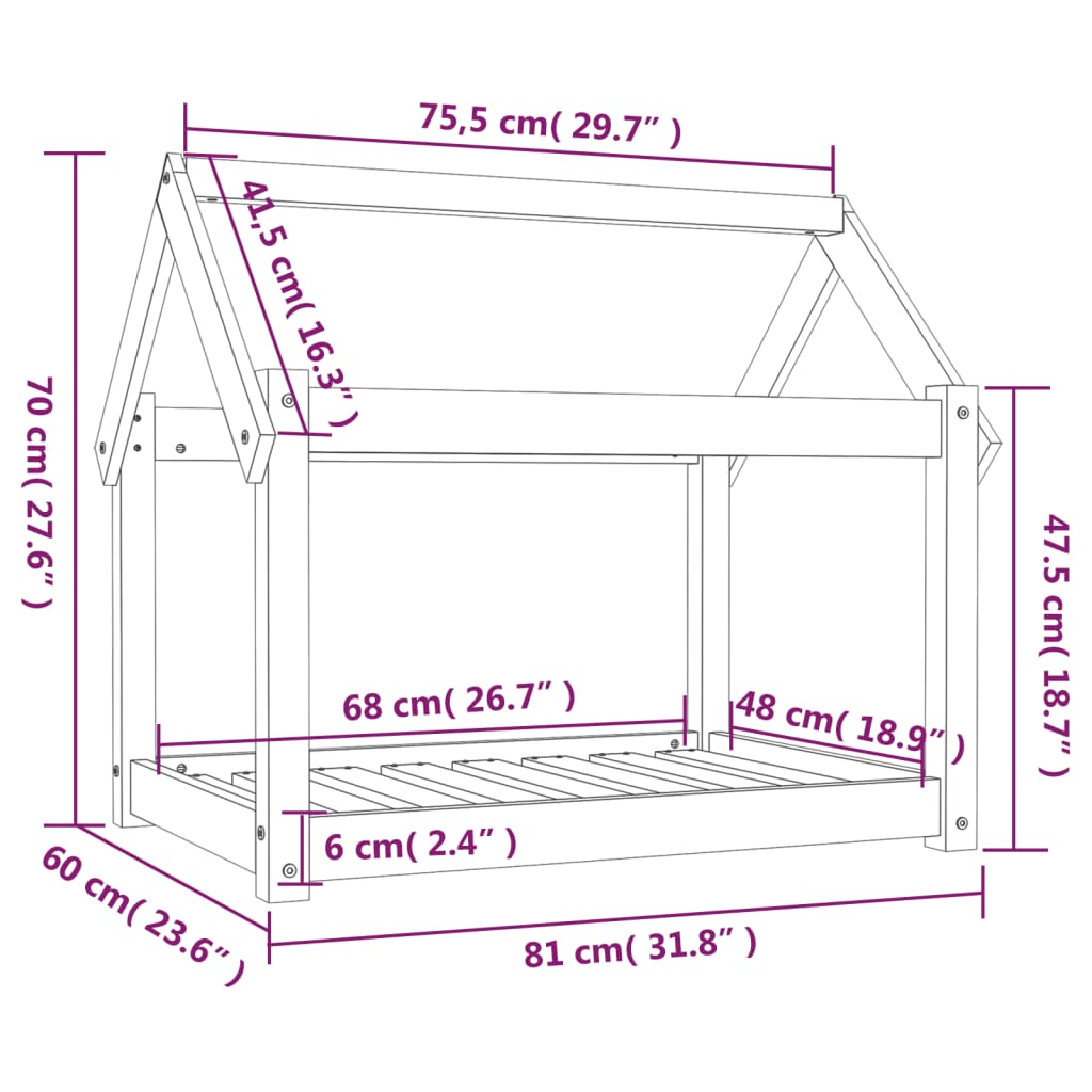 Hondenmand 81x60x70 cm massief grenenhout grijs is nu te koop bij PeponiXL, paradijselijk wonen!