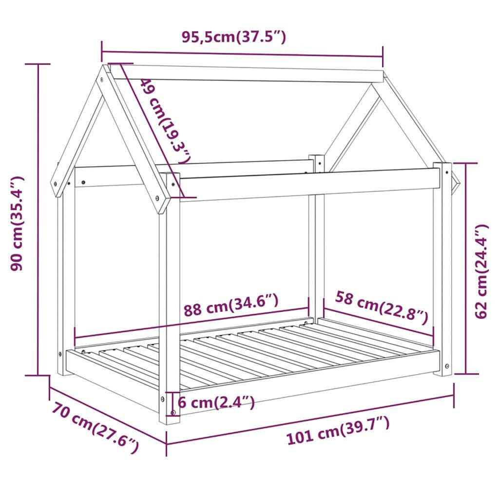 Hondenmand 101x70x90 cm massief grenenhout wit is nu te koop bij PeponiXL, paradijselijk wonen!