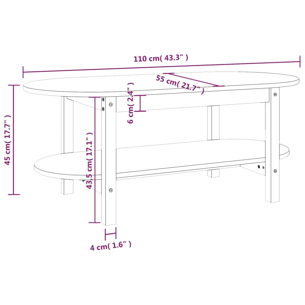 Salontafel 110x55x45 cm massief grenenhout grijs is nu te koop bij PeponiXL, paradijselijk wonen!