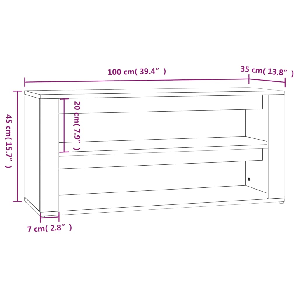 Schoenenrek 100x35x45 cm bewerkt hout betongrijs is nu te koop bij PeponiXL, paradijselijk wonen!
