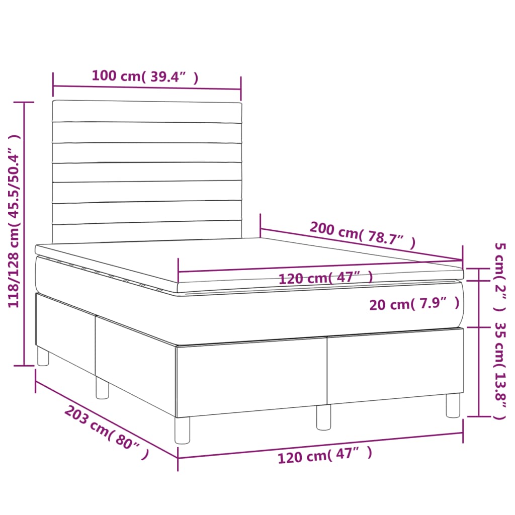Boxspring met matras fluweel donkergrijs 120x200 cm is nu te koop bij PeponiXL, paradijselijk wonen!