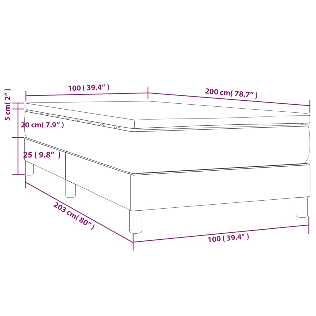 Boxspring met matras stof donkergrijs 100x200 cm is nu te koop bij PeponiXL, paradijselijk wonen!