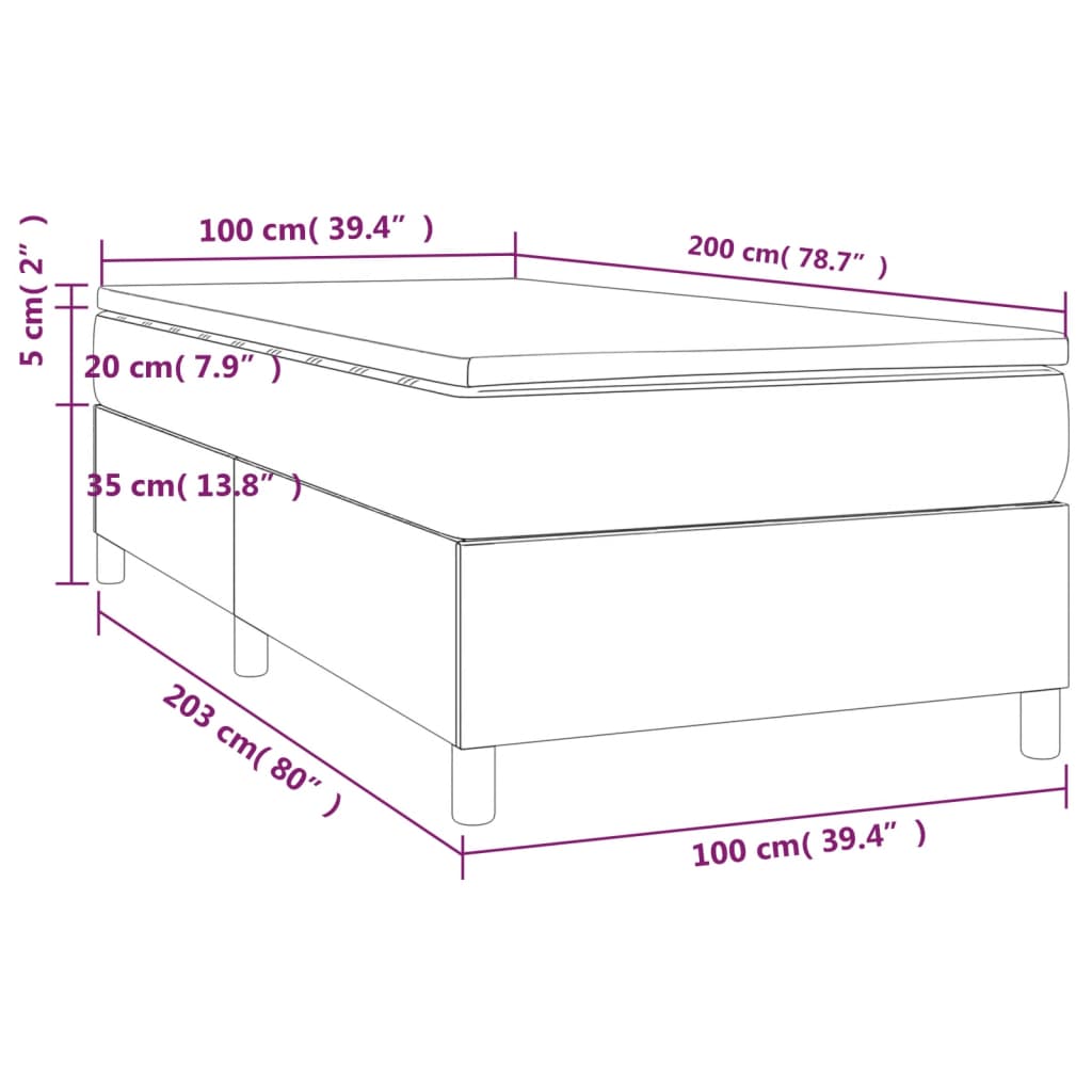 Boxspring met matras stof blauw 100x200 cm is nu te koop bij PeponiXL, paradijselijk wonen!