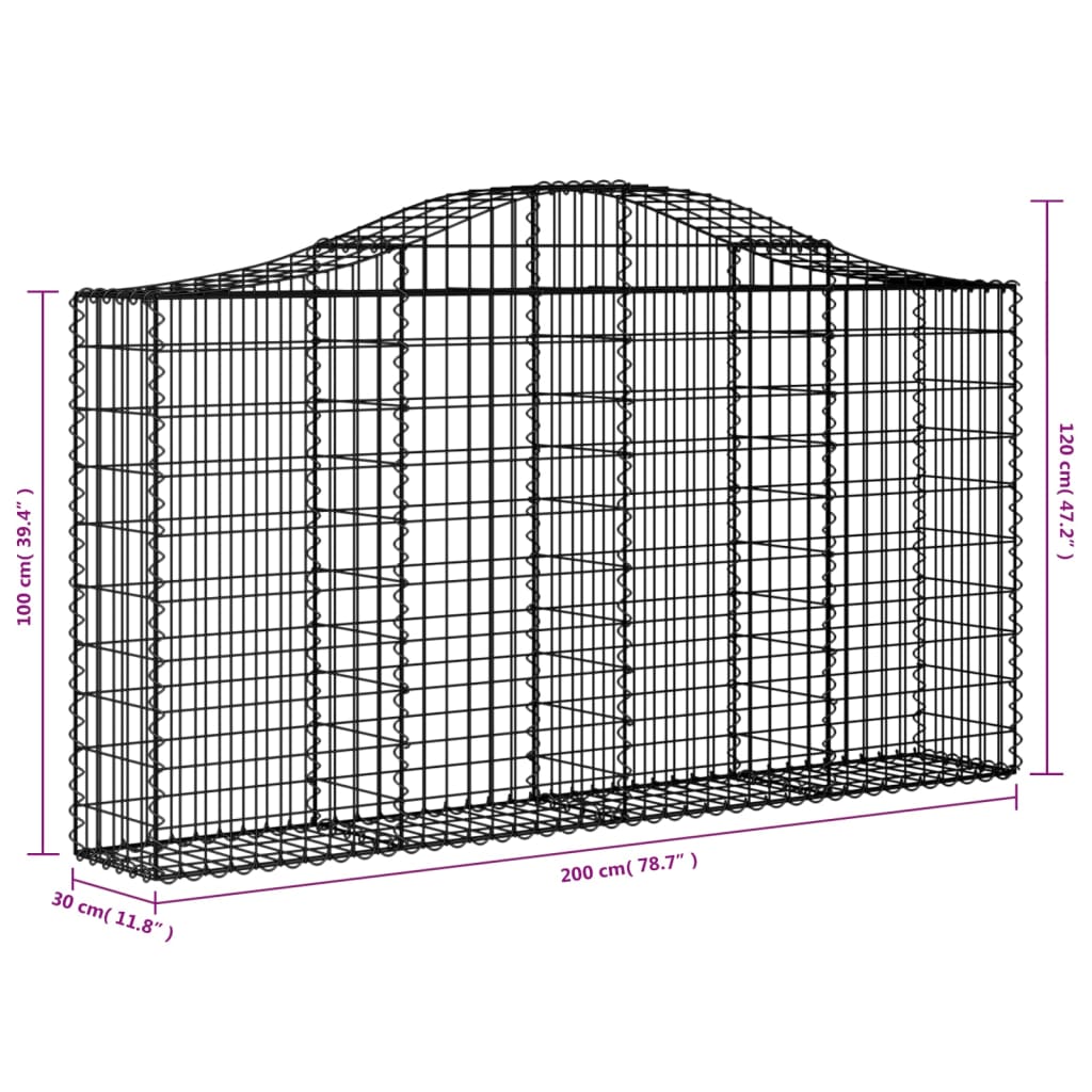 Schanskorven 15 st gewelfd 200x30x100/120 cm ijzer is nu te koop bij PeponiXL, paradijselijk wonen!