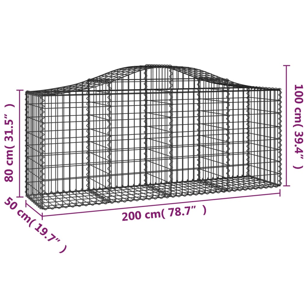 Schanskorven 9 st gewelfd 200x50x80/100 cm gegalvaniseerd ijzer is nu te koop bij PeponiXL, paradijselijk wonen!