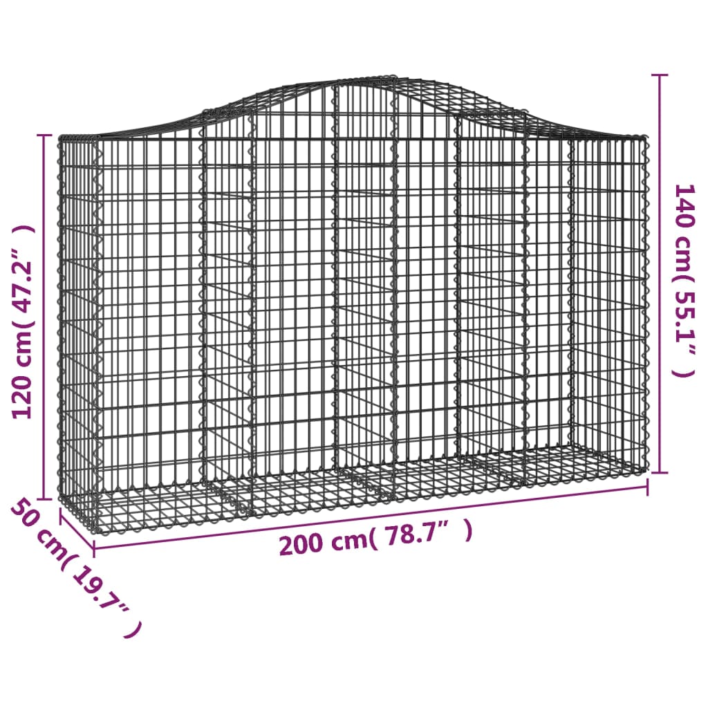 Schanskorven 4 st gewelfd 200x50x120/140 cm ijzer is nu te koop bij PeponiXL, paradijselijk wonen!