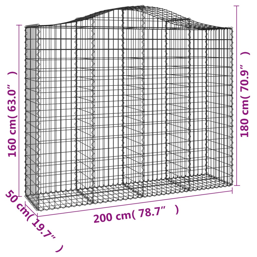 Schanskorven 6 st gewelfd 200x50x160/180 cm ijzer is nu te koop bij PeponiXL, paradijselijk wonen!