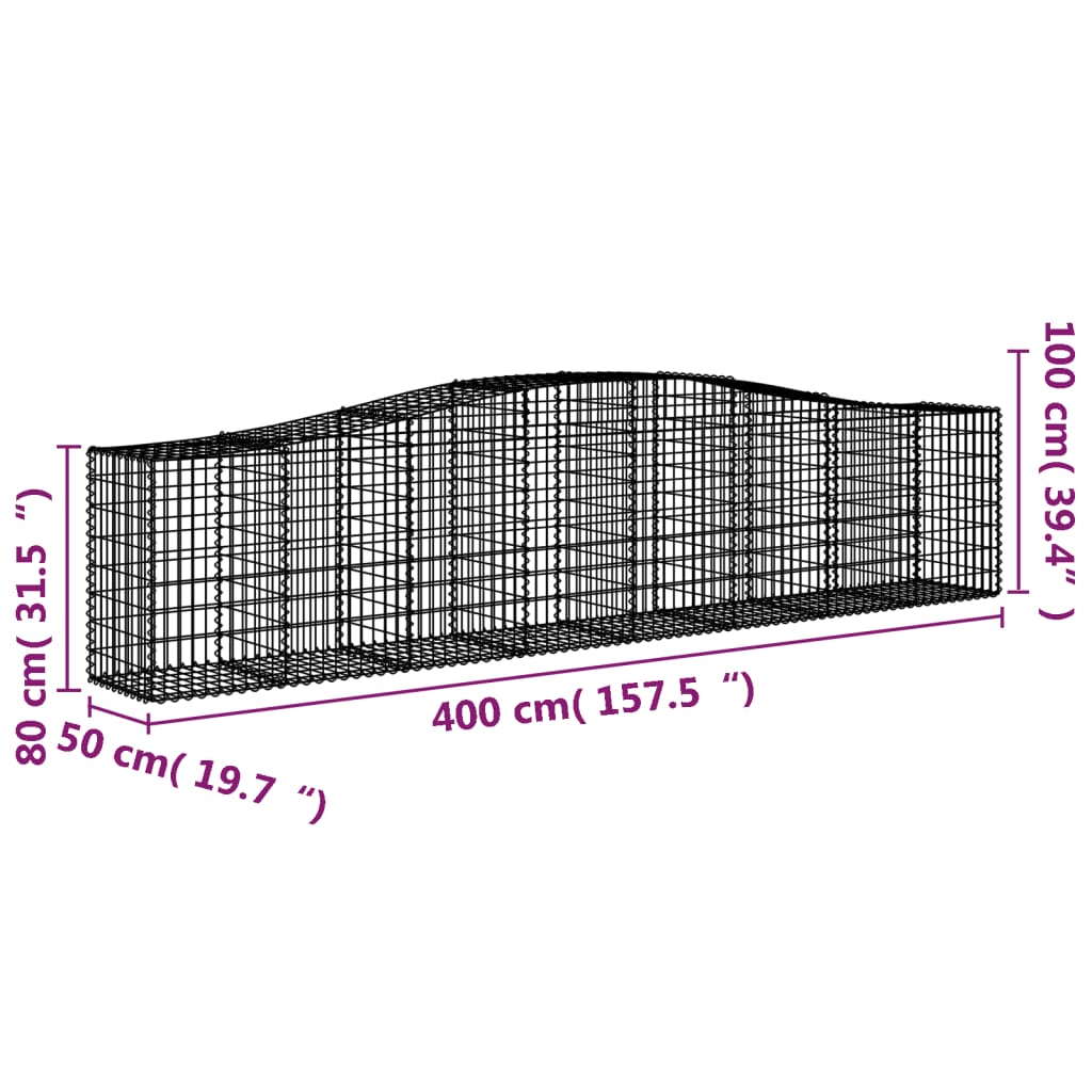 Schanskorven 3 st gewelfd 400x50x80/100 cm gegalvaniseerd ijzer is nu te koop bij PeponiXL, paradijselijk wonen!