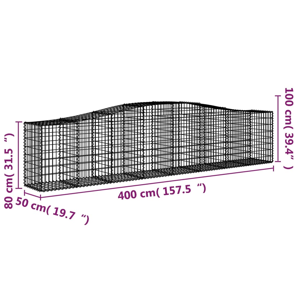 Schanskorven 5 st gewelfd 400x50x80/100 cm gegalvaniseerd ijzer is nu te koop bij PeponiXL, paradijselijk wonen!