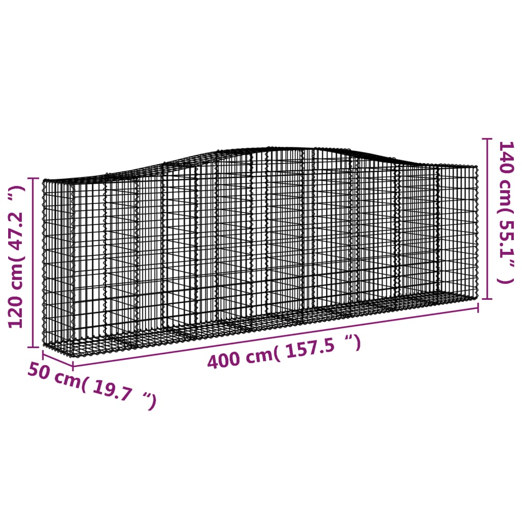 Schanskorven 4 st gewelfd 400x50x120/140 cm ijzer is nu te koop bij PeponiXL, paradijselijk wonen!