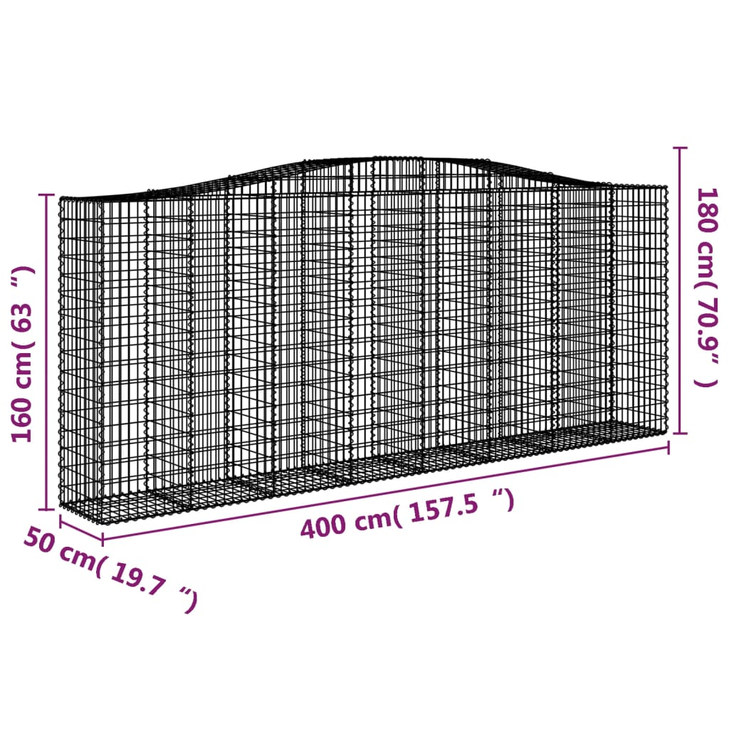 Schanskorven 6 st gewelfd 400x50x160/180 cm ijzer is nu te koop bij PeponiXL, paradijselijk wonen!