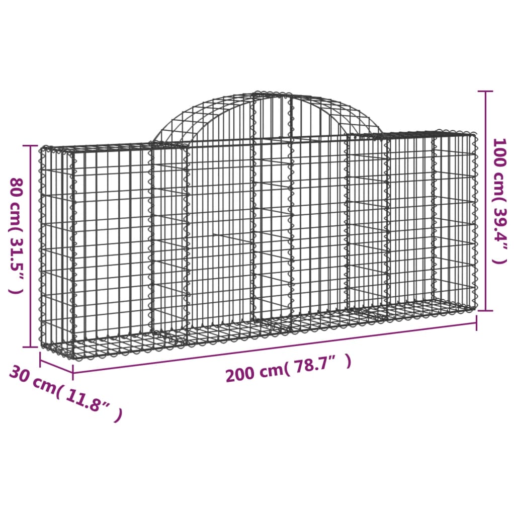 Schanskorven 12 st gewelfd 200x30x80/100 cm ijzer is nu te koop bij PeponiXL, paradijselijk wonen!