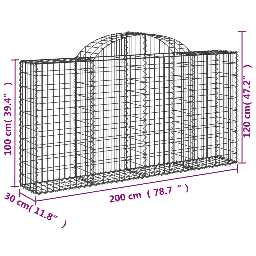 Schanskorven 18 st gewelfd 200x30x100/120 cm ijzer is nu te koop bij PeponiXL, paradijselijk wonen!