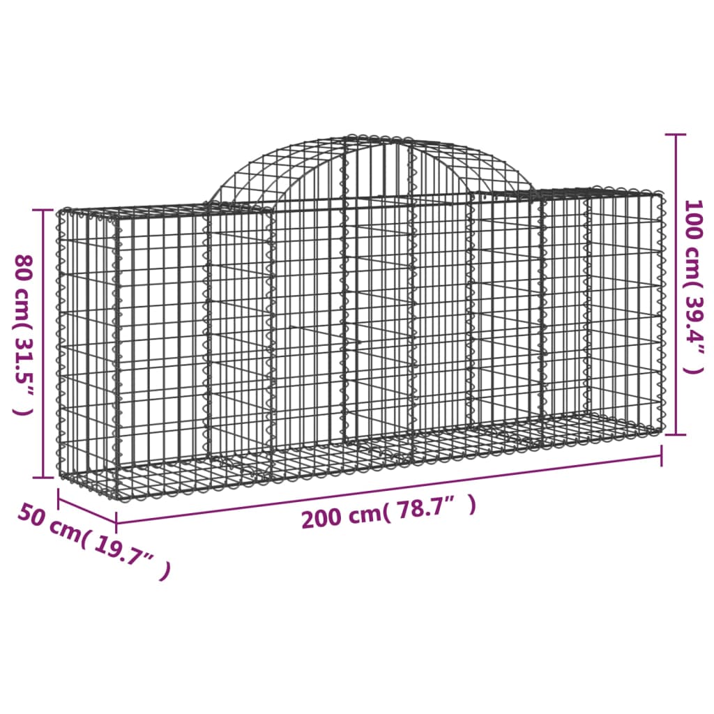 Schanskorven 12 st gewelfd 200x50x80/100 cm ijzer is nu te koop bij PeponiXL, paradijselijk wonen!