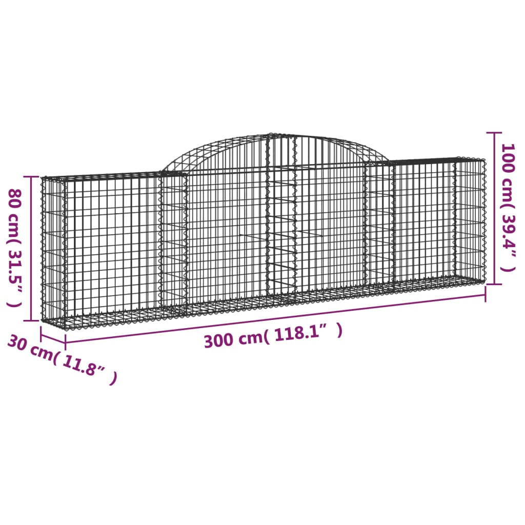Schanskorven 10 st gewelfd 300x30x80/100 cm ijzer is nu te koop bij PeponiXL, paradijselijk wonen!