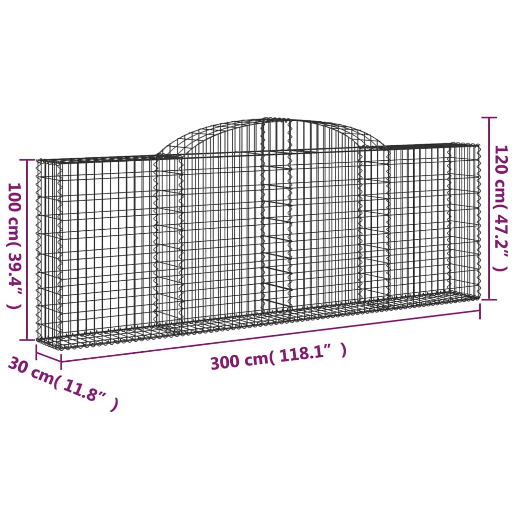 Schanskorven 7 st gewelfd 300x30x100/120 cm ijzer is nu te koop bij PeponiXL, paradijselijk wonen!