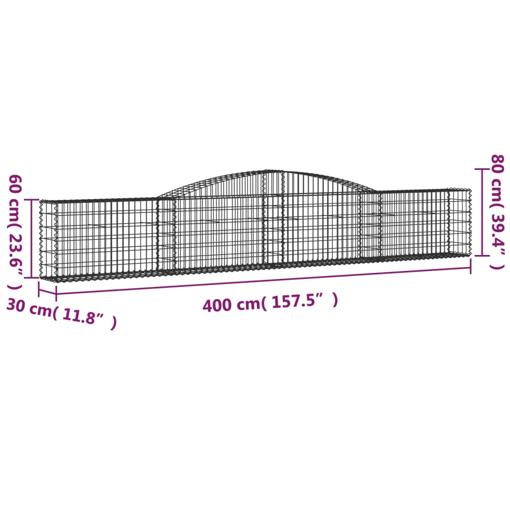Schanskorven 7 st gewelfd 400x30x60/80 cm ijzer is nu te koop bij PeponiXL, paradijselijk wonen!
