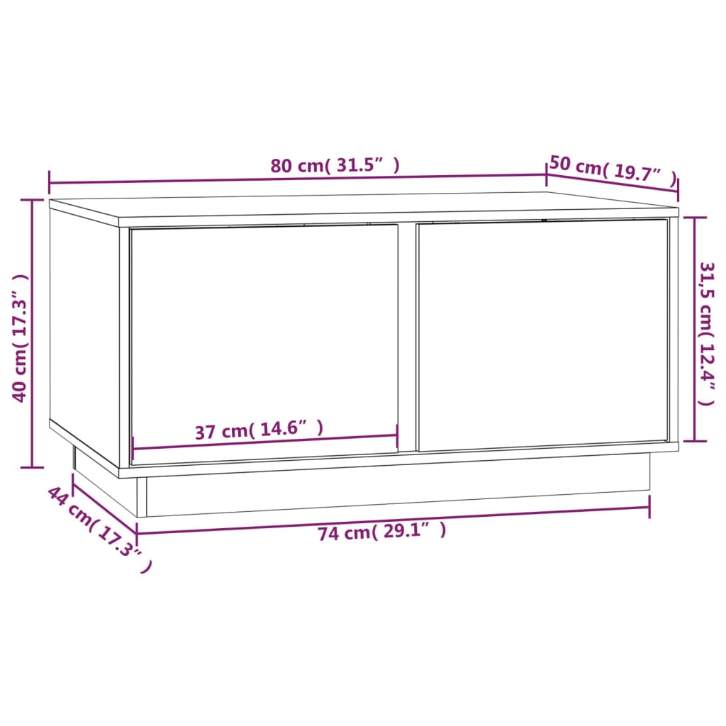 Salontafel 80x50x40 cm massief grenenhout zwart is nu te koop bij PeponiXL, paradijselijk wonen!