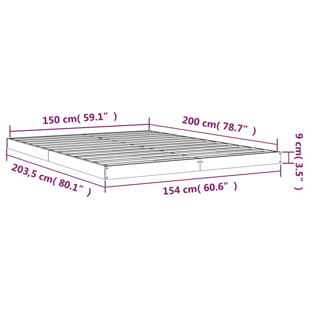 Bedframe massief grenenhout 150x200 cm is nu te koop bij PeponiXL, paradijselijk wonen!