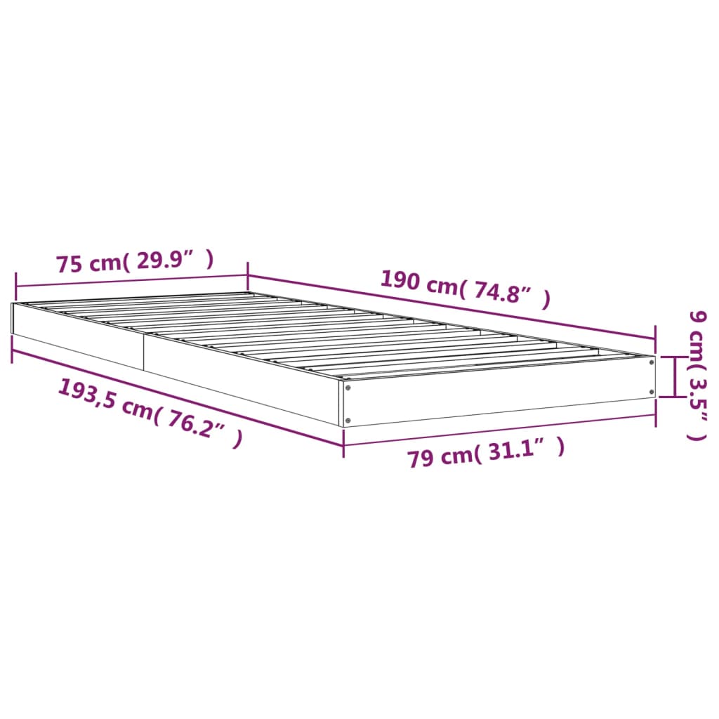 Bedframe massief grenenhout zwart 75x190 cm is nu te koop bij PeponiXL, paradijselijk wonen!