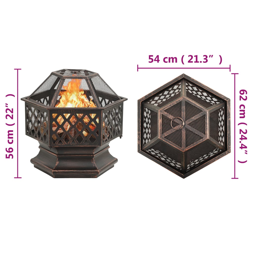 Vuurplaats met pook rustiek XXL 62x54x56 cm staal is nu te koop bij PeponiXL, paradijselijk wonen!