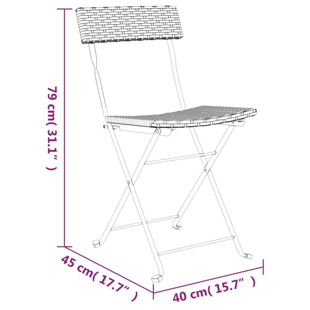 Bistrostoelen 4 st inklapbaar poly rattan en staal bruin is nu te koop bij PeponiXL, paradijselijk wonen!