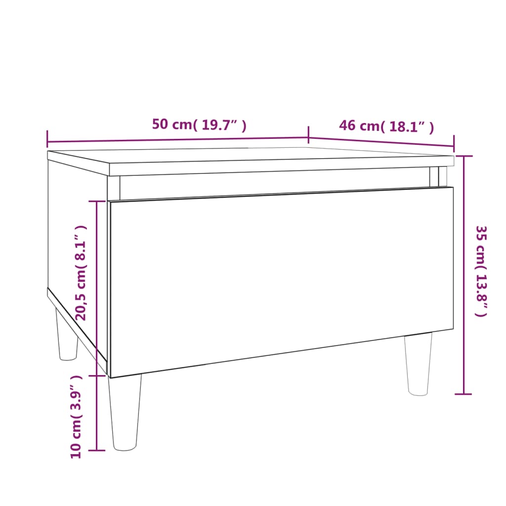 Bijzettafel 50x46x35 cm bewerkt hout grijs sonoma eikenkleurig is nu te koop bij PeponiXL, paradijselijk wonen!