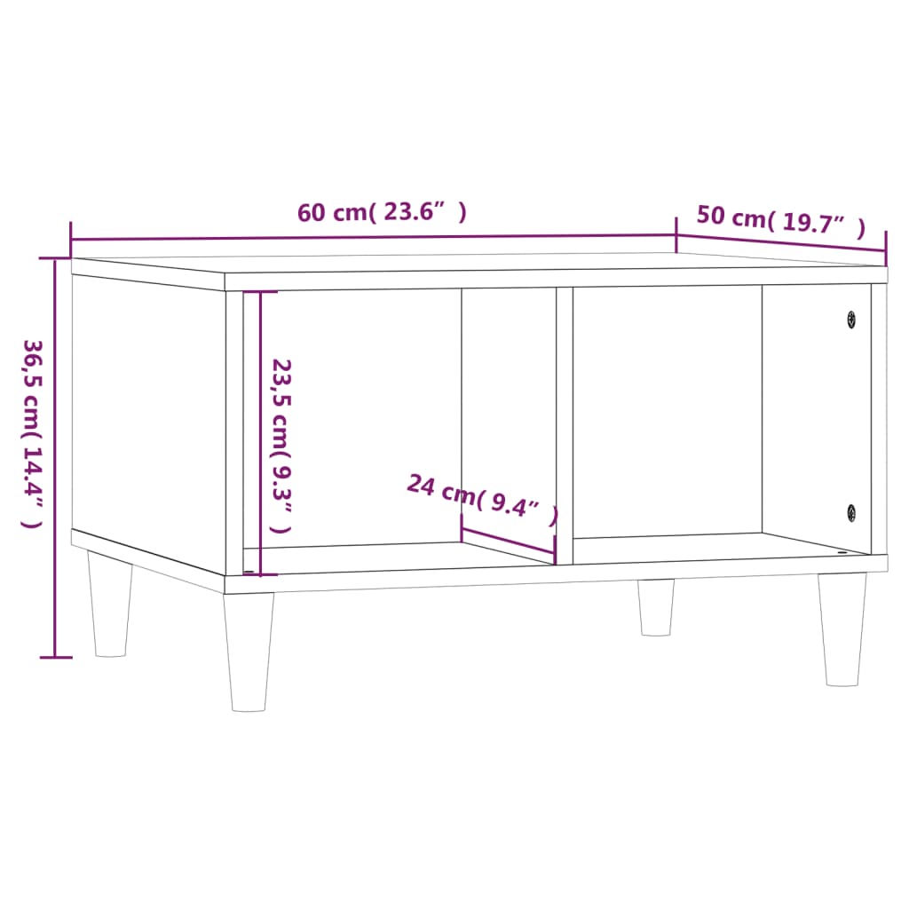 Salontafel 60x50x36,5 cm bewerkt hout hoogglans wit is nu te koop bij PeponiXL, paradijselijk wonen!