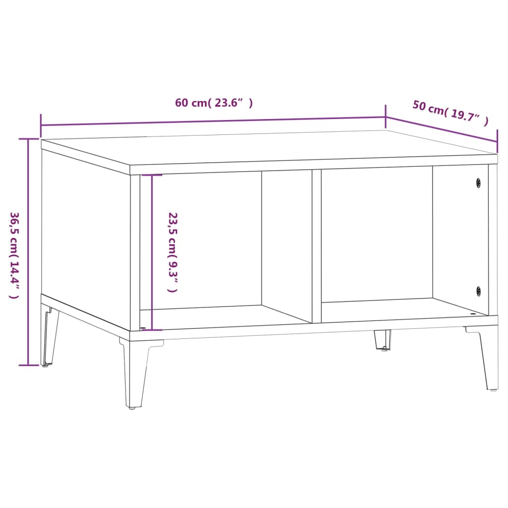 Salontafel 60x50x36,5 cm bewerkt hout zwart is nu te koop bij PeponiXL, paradijselijk wonen!
