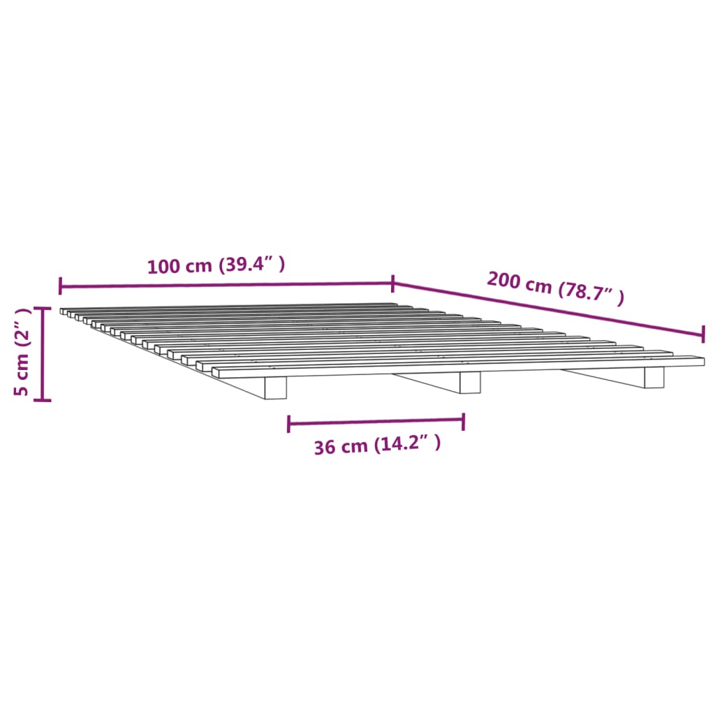 Bedframe massief grenenhout zwart 100x200 cm is nu te koop bij PeponiXL, paradijselijk wonen!