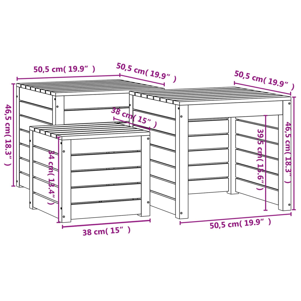 3-delige Tuinboxset massief grenenhout honingbruin is nu te koop bij PeponiXL, paradijselijk wonen!