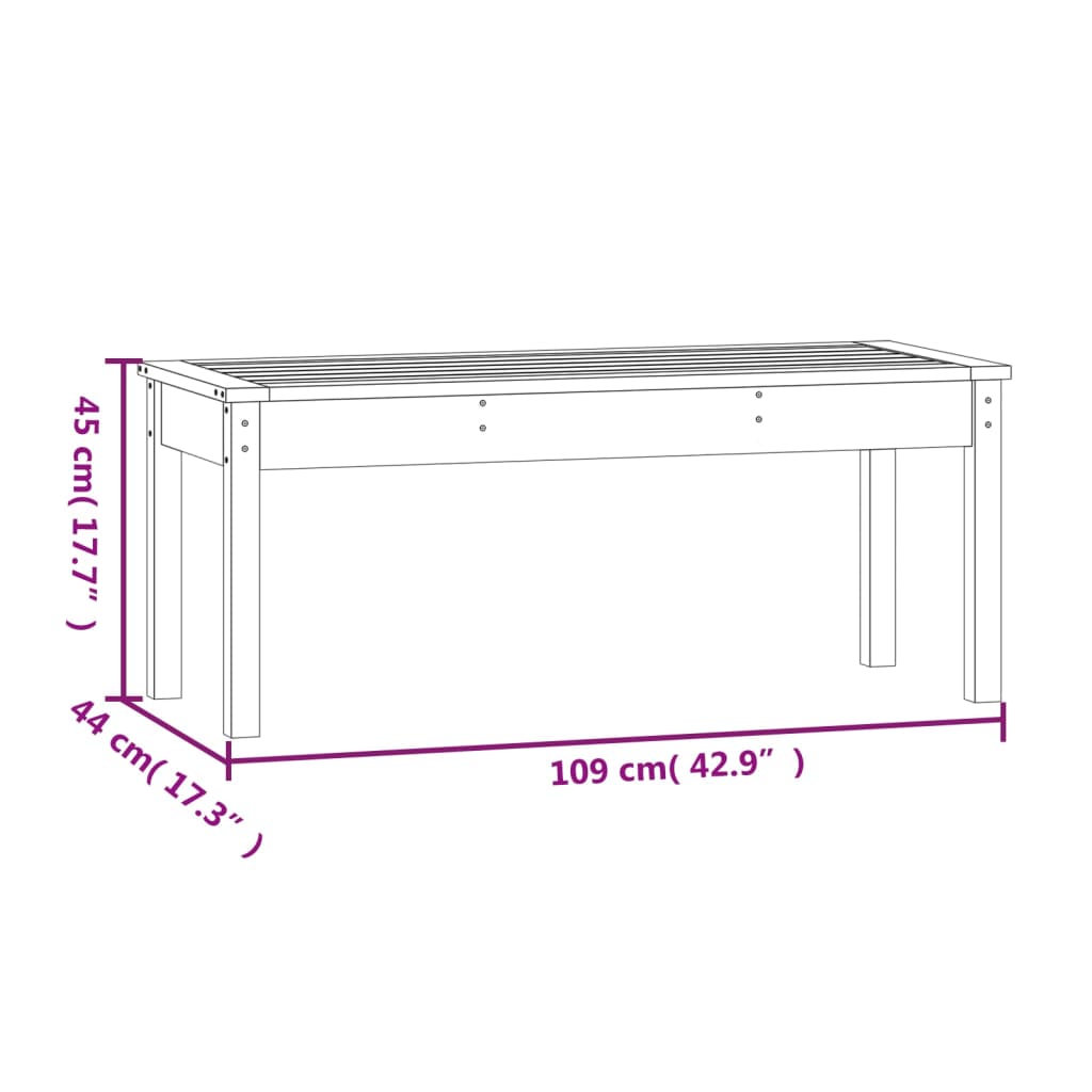 Tuinbank 109x44x45 cm massief grenenhout zwart is nu te koop bij PeponiXL, paradijselijk wonen!