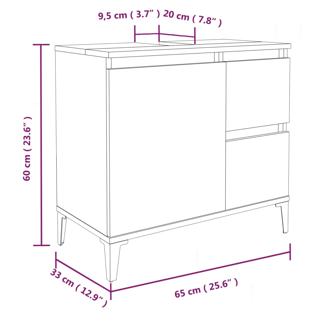 Badkamerkast 65x33x60 cm bewerkt hout wit is nu te koop bij PeponiXL, paradijselijk wonen!