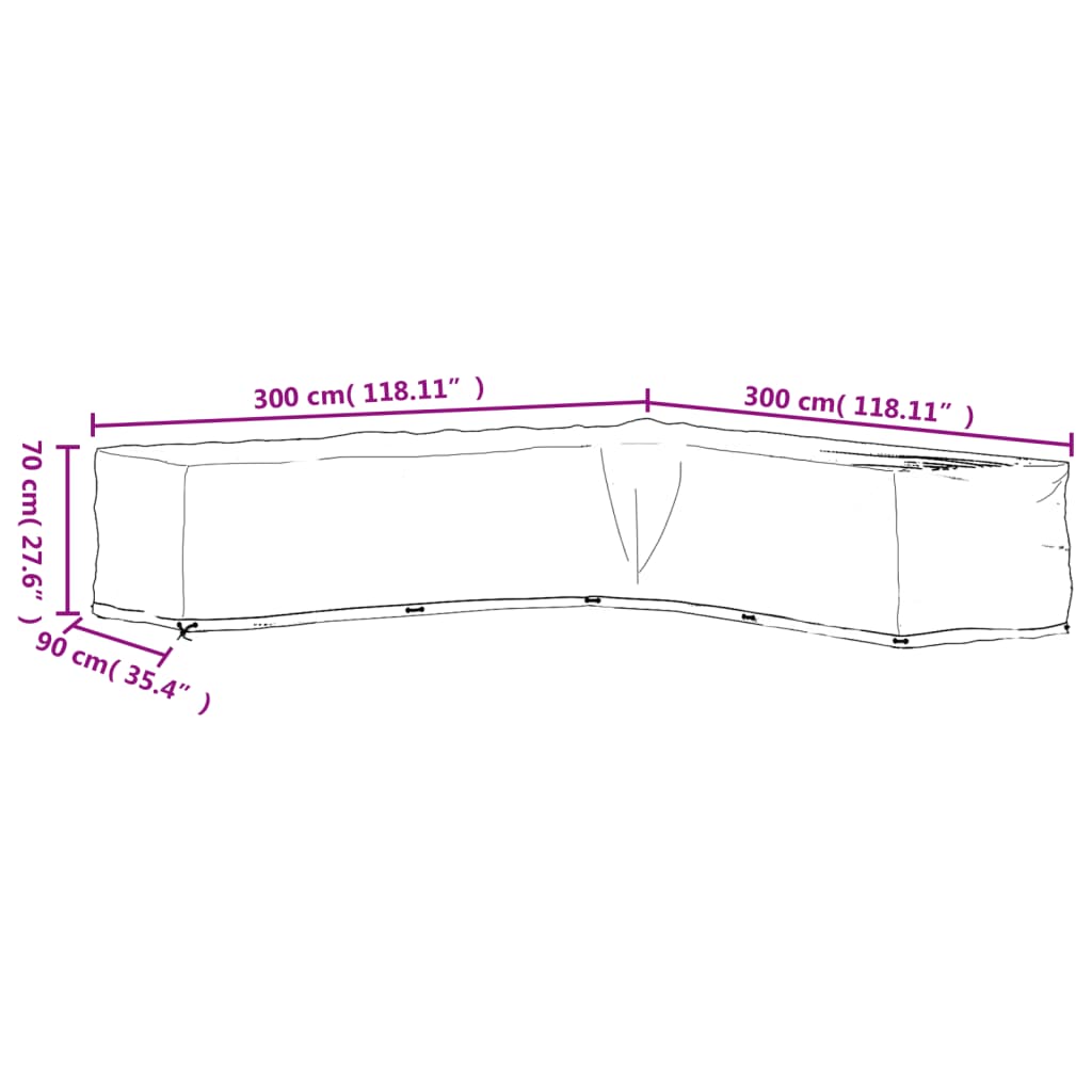 Tuinmeubelhoezen met 20 oogjes L-vormig 300x300x70 cm is nu te koop bij PeponiXL, paradijselijk wonen!