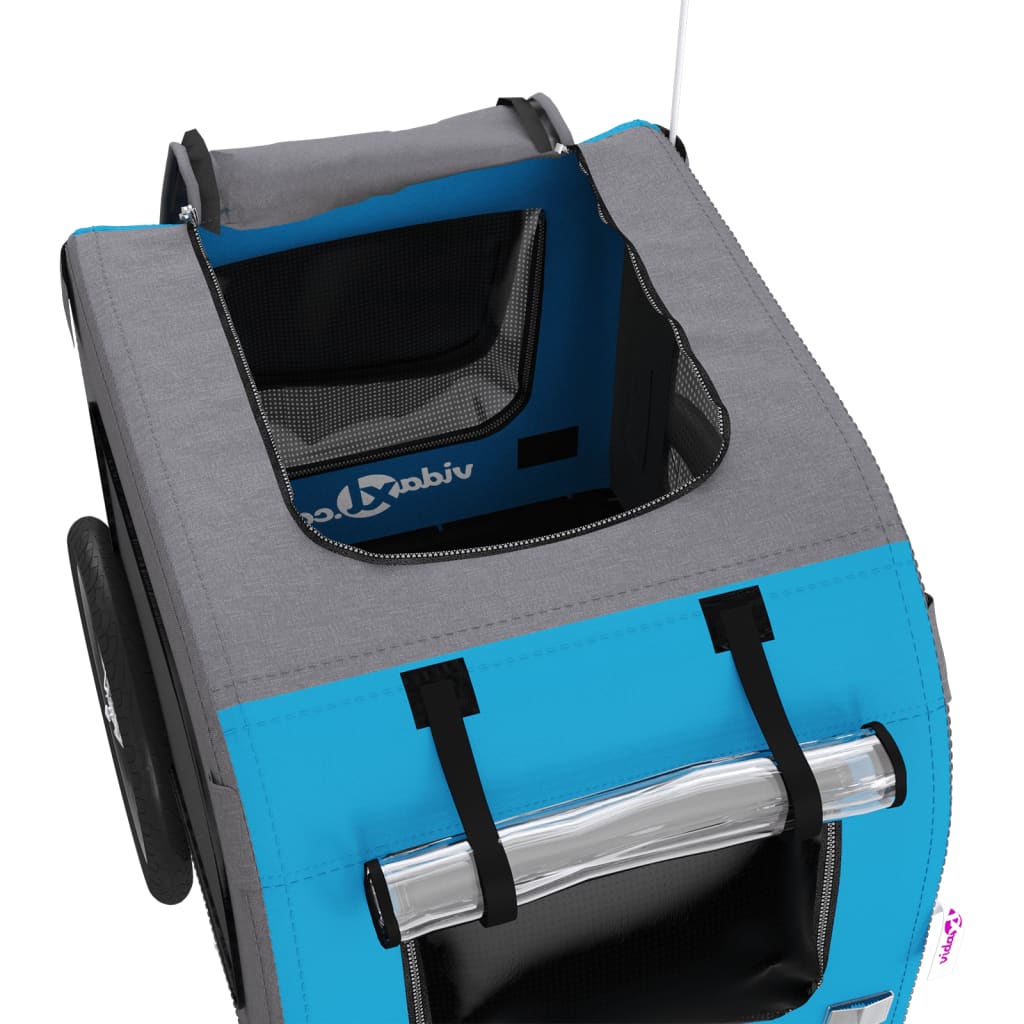 Hondenfietstrailer oxfordstof en ijzer blauw en grijs is nu te koop bij PeponiXL, paradijselijk wonen!