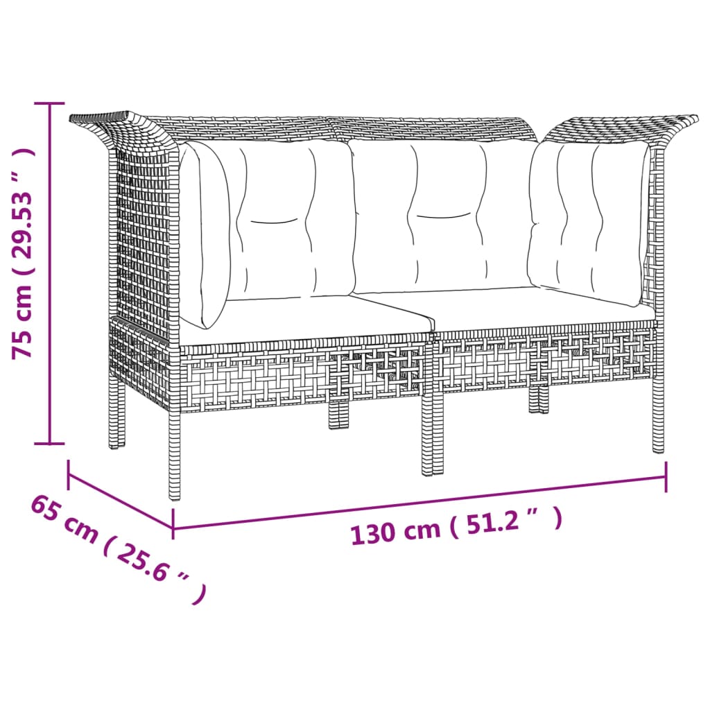 Tuinhoekbanken met kussens 2 st poly rattan grijs is nu te koop bij PeponiXL, paradijselijk wonen!