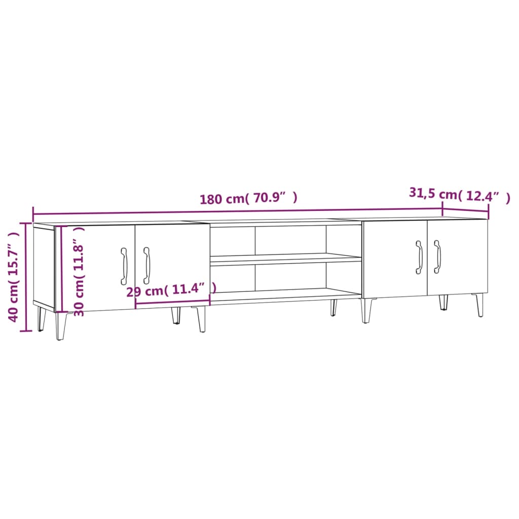 Tv-meubel wit 180x31,5x40 cm bewerkt hout is nu te koop bij PeponiXL, paradijselijk wonen!