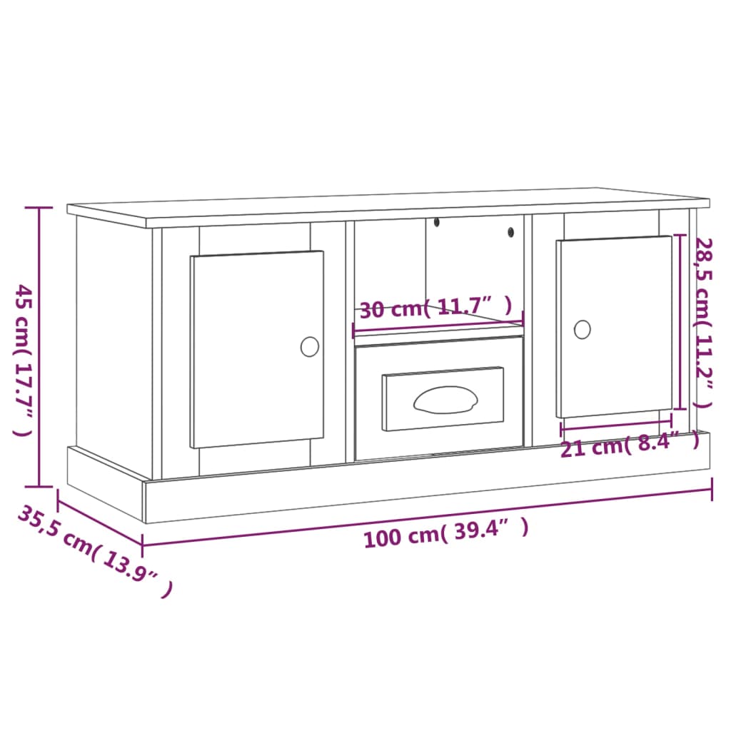 Tv-meubel 100x35,5x45 cm bewerkt hout betongrijs is nu te koop bij PeponiXL, paradijselijk wonen!
