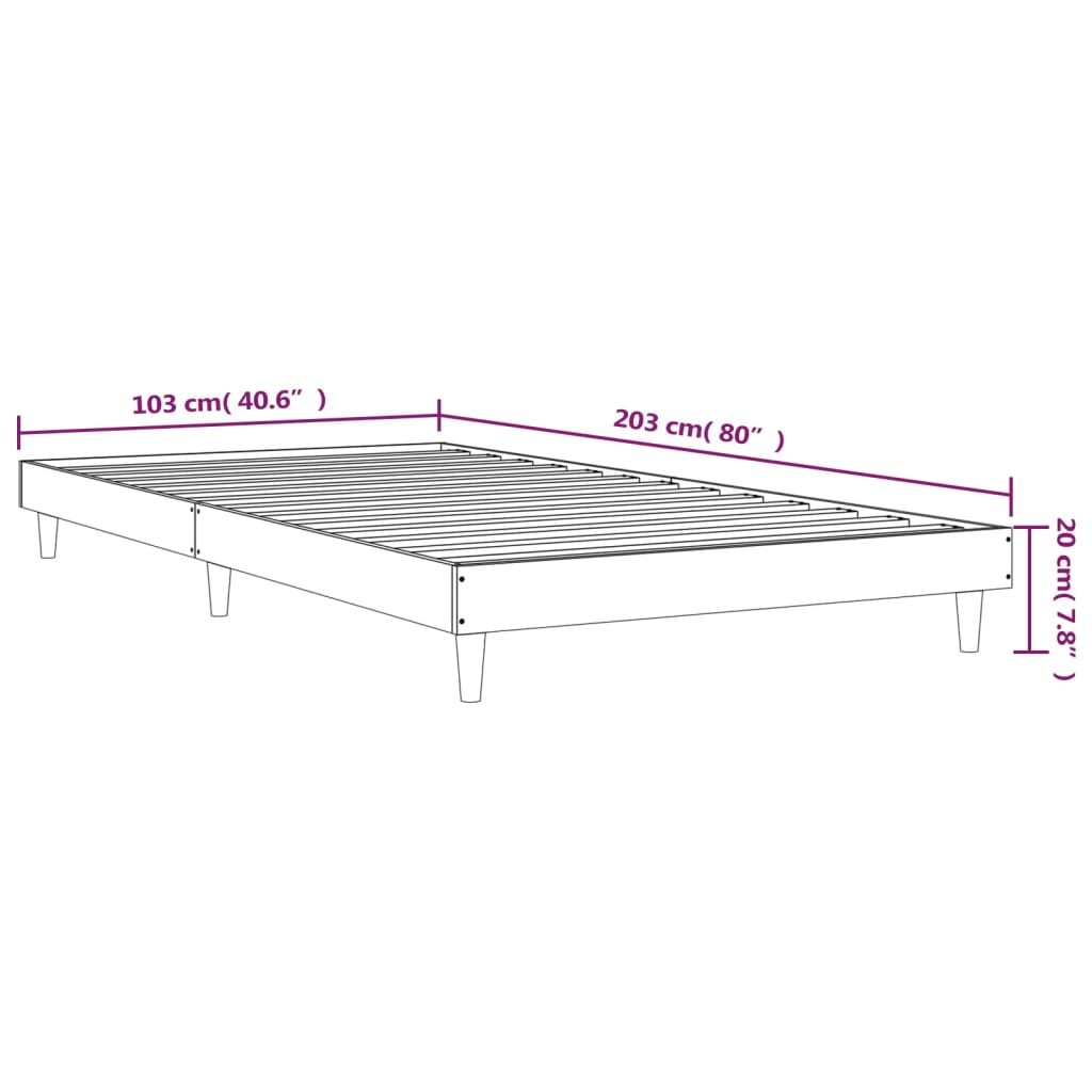 Bedframe zonder matras bewerkt hout bruin eikenkleur 100x200 cm is nu te koop bij PeponiXL, paradijselijk wonen!