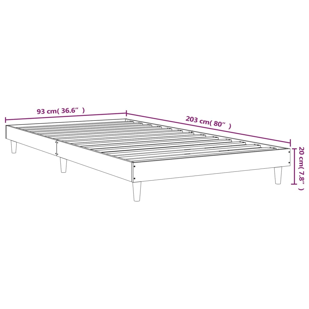 Bedframe zonder matras bewerkt hout bruin eikenkleur 90x200 cm is nu te koop bij PeponiXL, paradijselijk wonen!
