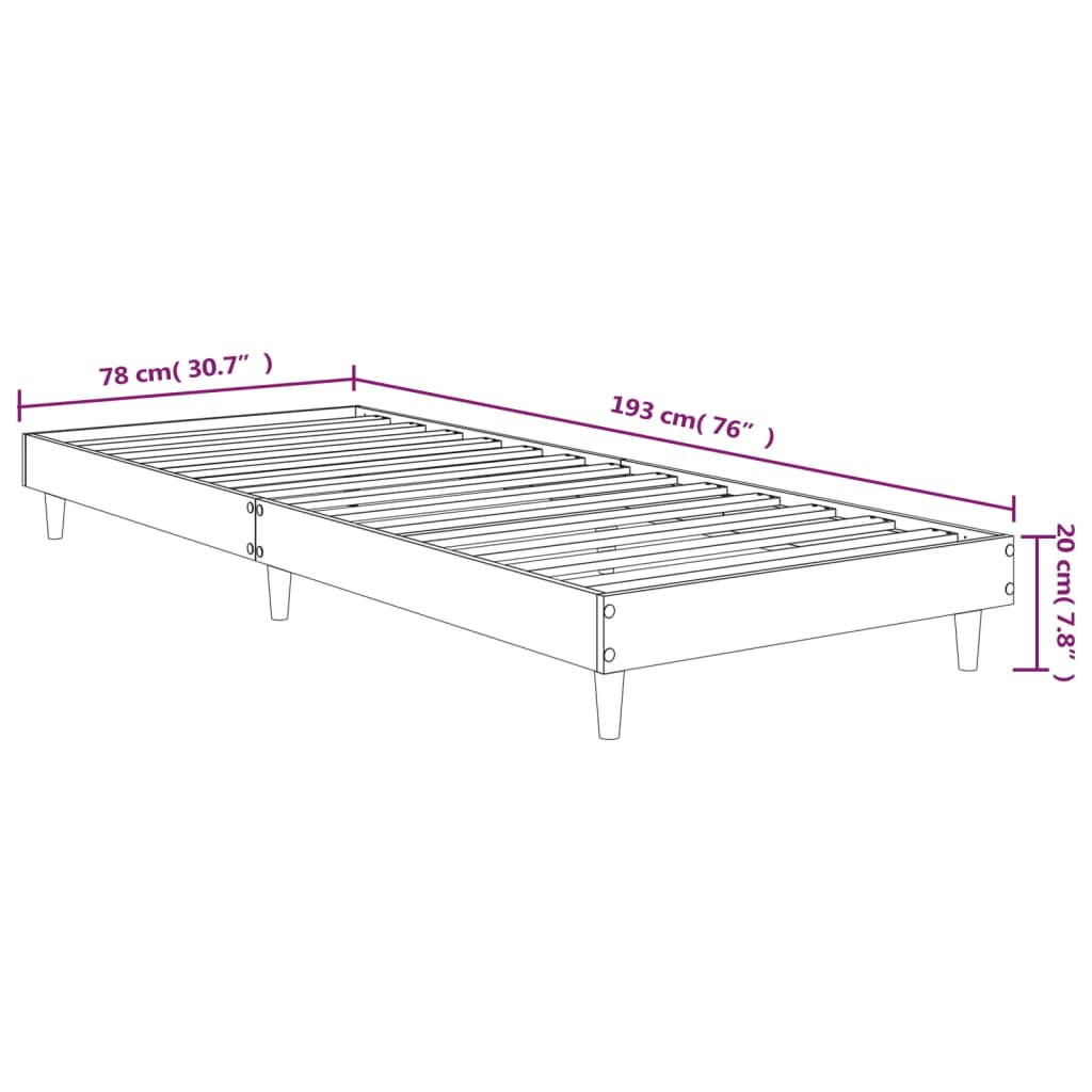 Bedframe zonder matras bewerkt hout bruin eikenkleur 75x190 cm is nu te koop bij PeponiXL, paradijselijk wonen!