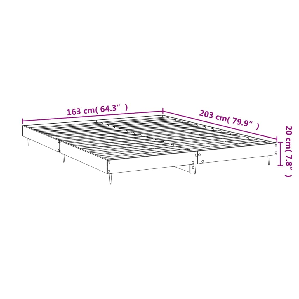 Bedframe zonder matras 160x200 cm spaanplaat grijs Sonoma is nu te koop bij PeponiXL, paradijselijk wonen!