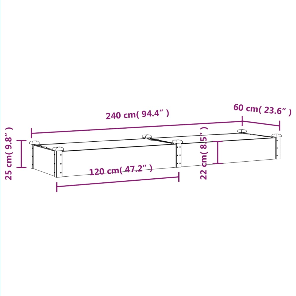 Plantenbak verhoogd met voering 240x60x25 cm vurenhout bruin is nu te koop bij PeponiXL, paradijselijk wonen!