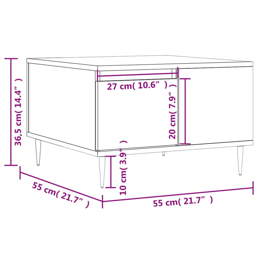 Salontafel 55x55x36,5 cm bewerkt hout zwart is nu te koop bij PeponiXL, paradijselijk wonen!