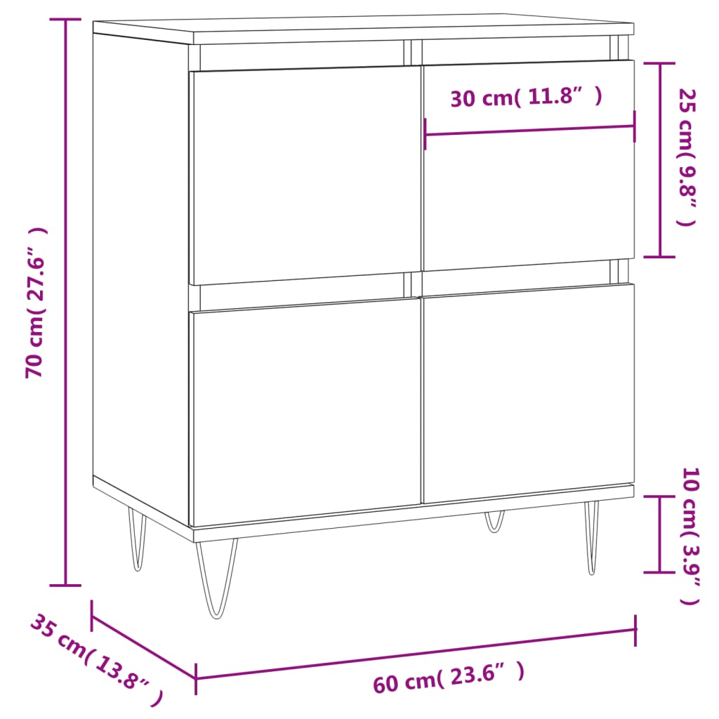 Dressoir 60x35x70 cm bewerkt hout betongrijs is nu te koop bij PeponiXL, paradijselijk wonen!